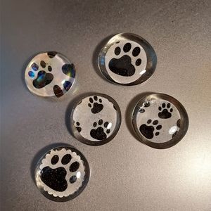 Set Of 5 Handcrafted Paw Print Magnets I Made